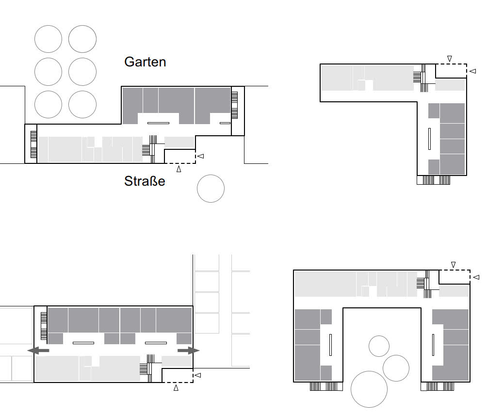 Verschiedene Konstruktionsmöglichkeiten durch die modulare Konzeption der Gebäude (Bildnachweis: © Kersten Kopp Architekten)